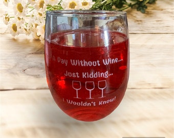 Funny Wine Glasses - Gifts Wine - Etched Glass