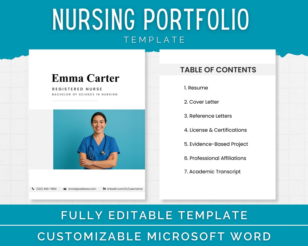 Nurse Portfolio Template, Resume CV Template, Registered Nurse, Nursing ...