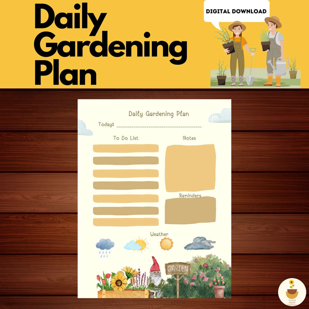 Daily Garden Planner | Printable Garden Plan | Garden Planner Printable ...