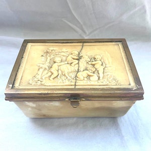Antique &quot;Cupids and Goat&quot; Jewelry/Trinket Box