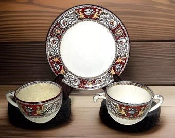 MINTON オン・ザ・ローン プレート Minton Florentine Red C495 Salad Plate 8