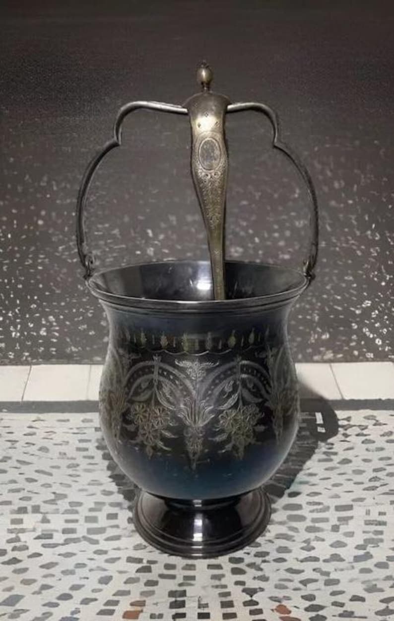 Antique Small Silverplate Ice Bucket With Tongs Etsy — free download