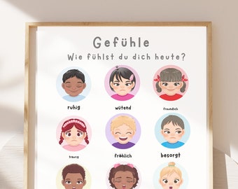 Gefühls Poster • Gefühle Kinder  • positive Gefühle • Selbstliebe • Poster für Kinder • Kinderzimmer A3