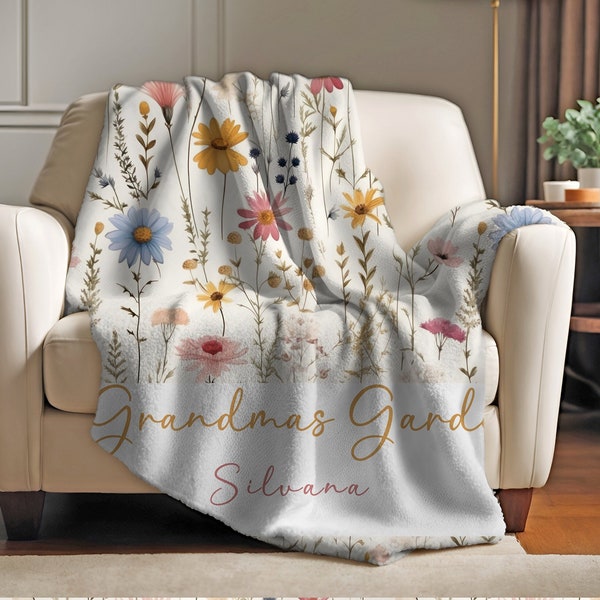 Grandmas Garden, Tagesdecke, Blanket, Cozy, Geschenke Oma, personalisierbar