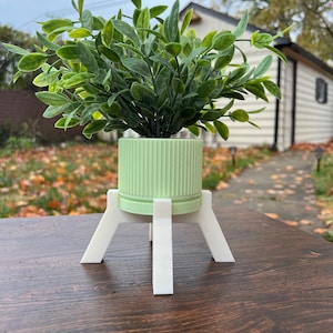 Ribbed Mini Planter with Drip Dray and Stand