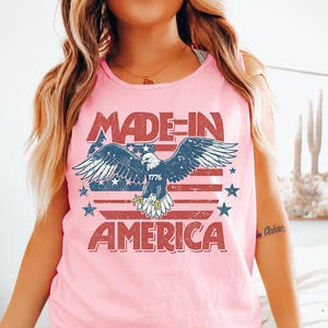 Comfort Colors Made In America Tank, Usa Patriotic Tee, 4th of July Party TShirt, Trendy Usa Celebration Shirt, July 4th Tank Top