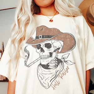 Comfort Colors® Hell Raiser Cowgirl Shirt, Give Em Hell, Rodeo T-Shirt, Cowgirl Tee, Country Concert Tshirt, Western Graphic Tee For Women