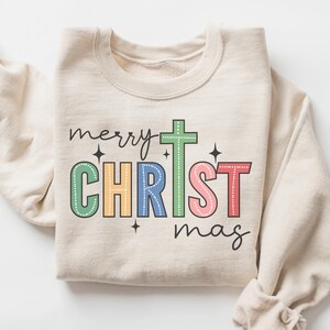 Merry Christmas Sweatshirt, Christmas Shirts, Cute Winter Sweater, Christmas Shirt for Women, Christmas Crewneck Sweatshirt, Religious Shirt