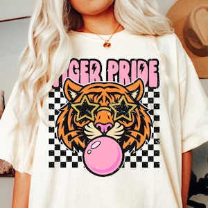 Comfort Colors Tigers Mascot T-Shirt Unisex School Spirit Tee Vintage Distressed Tigers Shirt Sports Team Fan Apparel Game Day T-Shirt