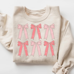Coquette Bows Sweatshirt, Coquette Valentines Day Sweatshirt, Coquette Valentines Day Sweater, Soft Girl Sweatshirt, Pink Bows Sweatshirt