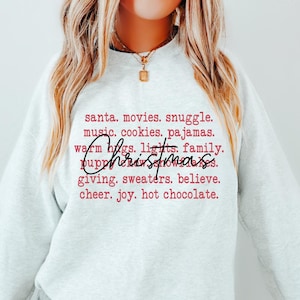 Christmas Words Sweatshirt, Womens Christmas Sweatshirt, Holiday Sweater, Cute Christmas Sweatshirt, Christmas Gift, Winter Shirt
