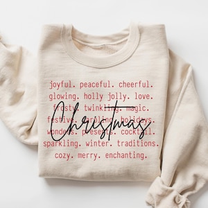 Christmas Words Sweatshirt, Womens Christmas Sweatshirt, Holiday Sweater, Cute Christmas Sweatshirt, Christmas Gift, Winter Shirt