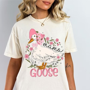 Comfort Colors® Mama Goose Comfort Colors® Shirt, Floral Silly Goose Shirt for Mom, Goose Shirt, Mom Shirt, Mother&#39;s Day Shirt