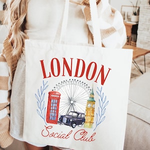 London Tote Bag London Social Club UK Bag UK Gift London Vacation London Gift Study Abroad Gift
