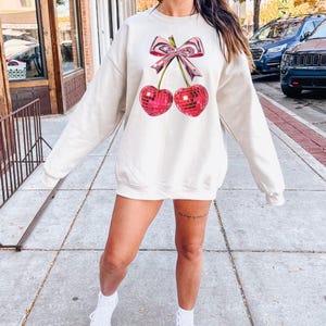 Coquette Bows Sweatshirt, Coquette Sweatshirt, Ribbon Sweatshirt, Cherry Bow Shirt, Soft Girl Shirt, Aesthetic Shirts, Bow Shirt