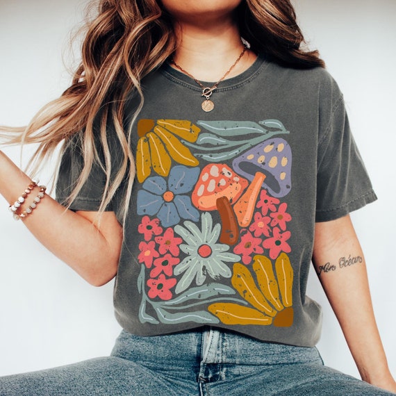 Maglietta a forma di fungo Comfort Colors®, t-shirt retrò boho