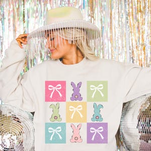 Coquette Easter Sweatshirt Easter Shirt Cute Easter Outfit Good Friday Shirt Easter Bow Shirt Easter Bows Easter Bunny Sweatshirt