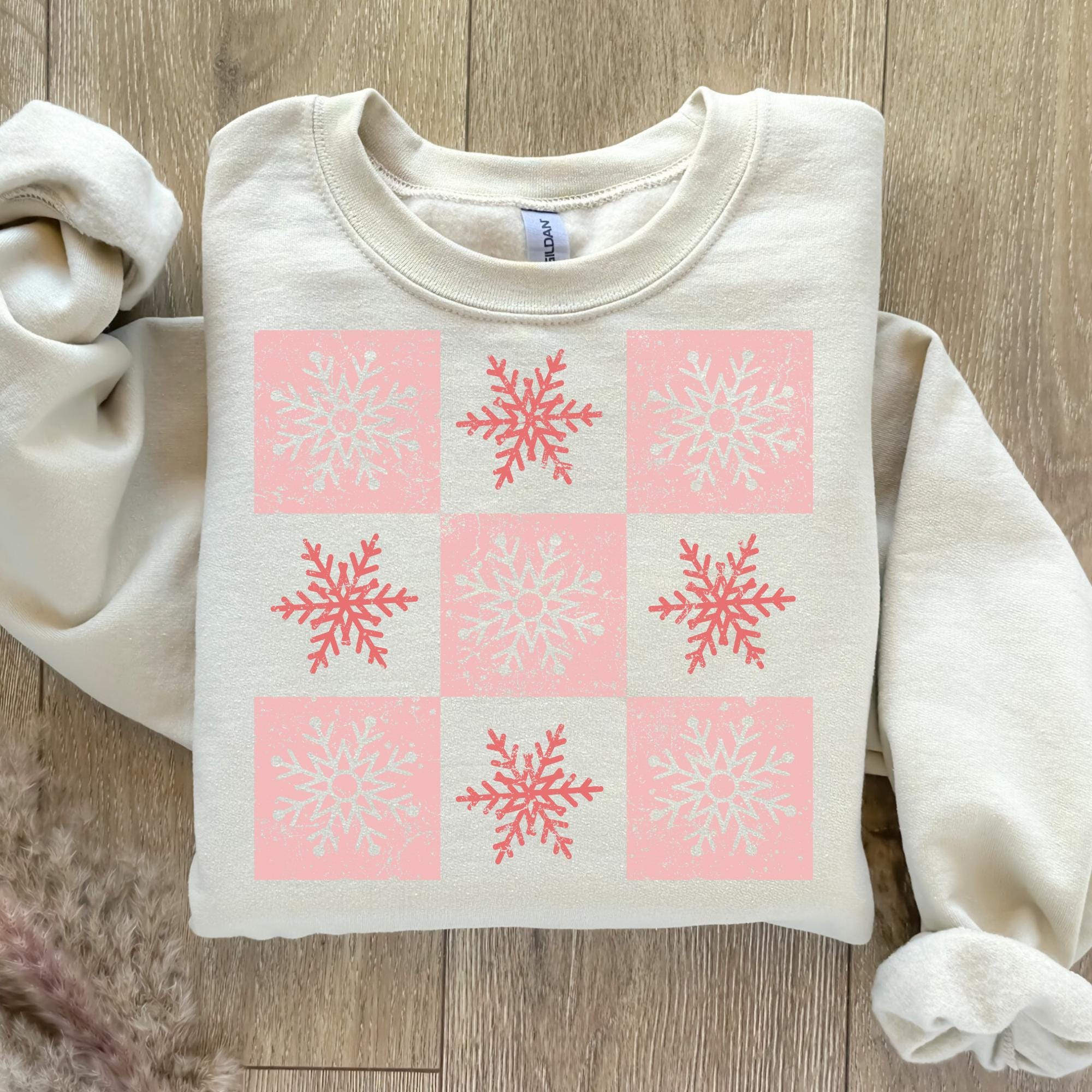トップス SNOW FLAKE SWEAT SHIRTS Snowflake Sweatshirt, Christmas Sweatshirt, Women Holiday