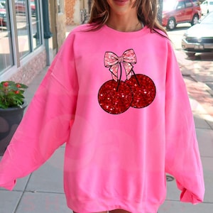 Coquette Sweatshirt, Coquette Valentines Day Sweatshirt, Coquette Valentines Day Sweater, Soft Girl Sweatshirt, Coquette Cherry Shirt