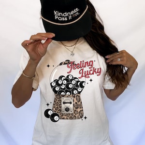 Comfort Colors Feeling Lucky Shirt, 8 Ball Tee, Trendy Aesthetic Shirt, Lucky Shirt, Feeling Lucky Cherry 8 ball Graphic Tee, Trendy Shirt