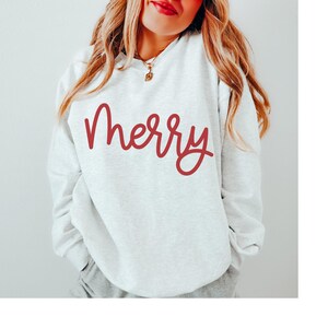 Felpa con scritta &quot;Buon Natale&quot;, maglietta natalizia, maglione natalizio vintage, pullover girocollo natalizio, regali di Natale
