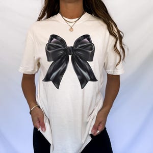 Dark Coquette, Black Bow Shirt, Black Ribbon Shirt, Coquette Shirt, Soft Girl Aesthetic Shirt, Goth Coquette, Black Coquette