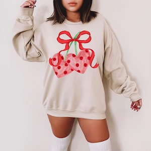 Coquette Bows Sweatshirt, Coquette Sweatshirt, Ribbon Sweatshirt, Cherry Bow Shirt, Soft Girl Shirt, Aesthetic Shirts, Bow Shirt