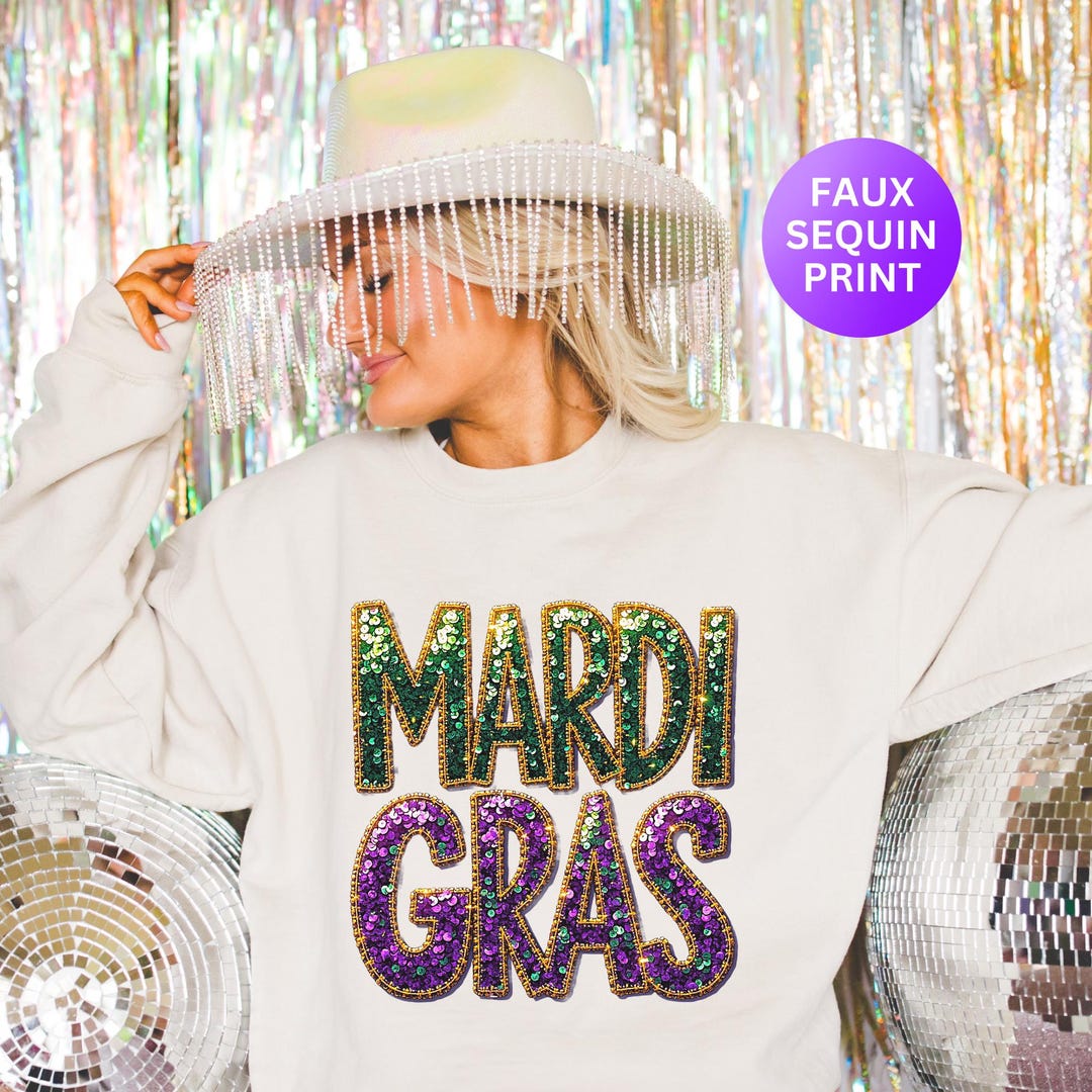 Mardi Gras Sweatshirt: Faux Sequins, Fat Tuesday Shirt - Etsy