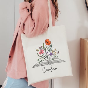 Sacola de livros personalizada, bolsa para livros, amantes de livros, presente para leitor, bibliotecário, presente, biblioteca, bolsa para livros