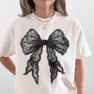 Dark Coquette, Black Bow Shirt, Black Ribbon Shirt, Coquette Shirt, Soft Girl Aesthetic Shirt, Goth Coquette, Black Coquette