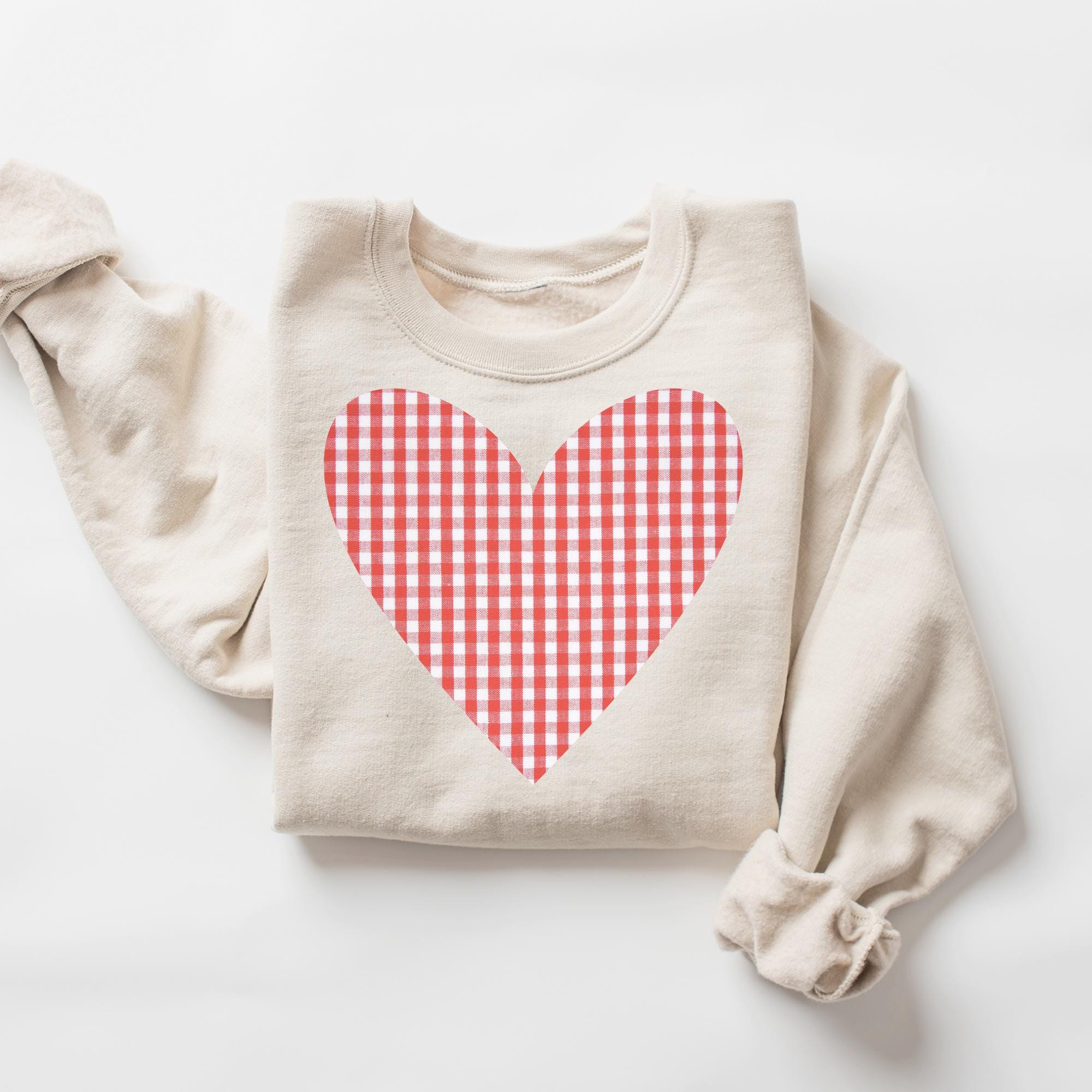 Gingham Heart Sweatshirt, Gingham Heart Shirt, Heart
