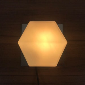1980s Beautiful Hexagon Metal and Opal Glass Wall / Ceiling Lamp from Glashütte Limburg - Germany 1980s flushmount