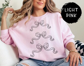 Bow Sweatshirt, Valentines Gift, Trendy Ribbon Crewneck, Valentine's day sweatshirt, Cute Ribbon Shirt, Womens Ribbon Tee, Coquette