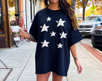 Distressed Star Shirt, White Star Shirt, Black Star, Star Shirt, Star Tee Shirt, Big Star T Shirt Chaos Star Shirt Women Tshirt gift for her