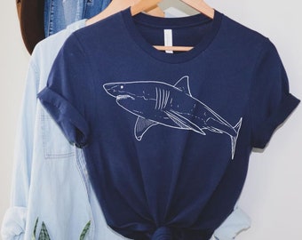 Shark Shirt Great White Shark Shirt Shark Lover Gift Beach Shirt Animal Lover Shirt Fish Lover Gift Shark Birthday Ocean Gift White Shark