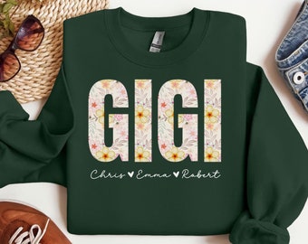 Gigi Sweatshirt Gigi Crewneck New Gigi Gifts Grandmother  Personalized Gigi with Grandkids Names Sweater Mothers Day Gift Promoted to Gigi