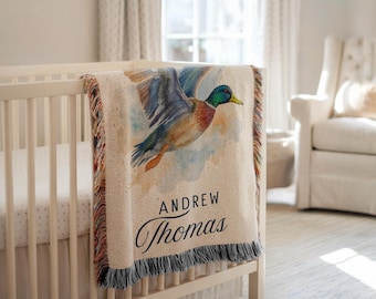 Personalized Camo Mallard Duck Blanket Mallard Duck Nursery Decor Baby Shower Gift Mallard Duck Name Blanket Mallard Hunting Name Blanket