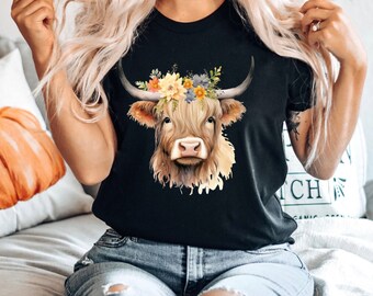 Highland Cow Shirt, Western Shirt, Country Shirt, Cow T-shirt, Farm Shirt, Country Music, Cowgirl Shirt, Southern Shirt Rodeo Shirt Boho Tee
