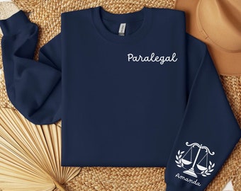 Paralegal Sweatshirt with name on Sleeve, Legal Assistant Crewneck, Paralegal Shirt, Paralegal Gift, Law School, Gift for Paralegal Hoodie