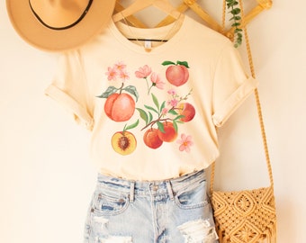 Peach Shirt Food Shirt Fruit Shirt Peach Print Shirt Foodie Gift Peach summer shirt mom Shirt Peach Farmer Shirt Garden Peach Plant Shirt