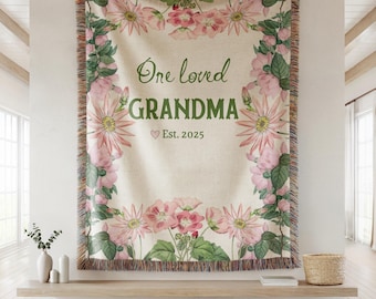 Personalized Grandmother Woven Blanket - Custom Grandma Throw - Nana Floral Throw - Best Gift for Grandparents - Gift for Mom, Birthday Gift