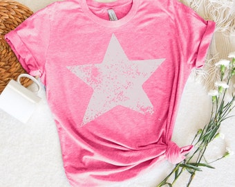 Distressed Star Shirt, White Star Shirt, Black Star, Star Shirt, Star Tee Shirt, Big Star T Shirt Chaos Star Shirt Women, Mens Star T-Shirt