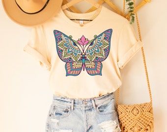 Butterfly Mandala Shirts Butterfly Mandala Shirt Mandala Colorful Butterfly Shirt for Butterfly Lovers Gift for Mothers Day Butterfly Tee