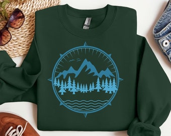 Compass Sweatshirt, Camping Shirt, Compass Gift, Adventure Shirt, Hiking Shirt, Wanderlust Shirt, Nature Shirt, Camping Gift, Summer Camp