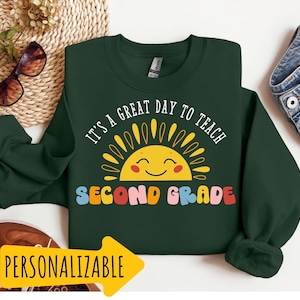 Second Grade Teacher Sweatshirt, Second Grade Crew Tee, Team Second Grade Shirt, Retro Second Grade Teacher Shirt Retro Teacher Custom Name