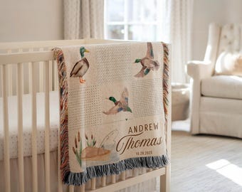 Personalized Camo Mallard Duck Blanket Mallard Duck Nursery Decor Baby Shower Gift Mallard Duck Name Blanket Mallard Hunting Name Blanket