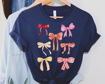 Pink Bow Sweatshirt, Valentines Gift, Trendy Ribbon Crewneck, Valentine's day sweatshirt, Cute Ribbon Shirt, Womens Ribbon Tee, Coquette