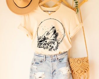 Wolf Shirt Howling Wolf Floral Wolf Wolf Lover Gift Animal Lover Shirt Dog Lover Shirt Wolf Girl Wolves Gifts   Animals Tee