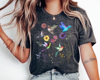 Hummingbird Shirt Cottagecore Hummingbird Shirt Nature Tee, Watercolor Hummingbird, Bird Shirt, Hummingbird Lover Bird Lover Shirt