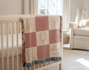 Personalized Cowgirl Blanket Cowgirl Baby Shower Gift Western Girl Blanket with Bow Nursery Decor Coquetteaesthetic Girl Name Woven Blanket